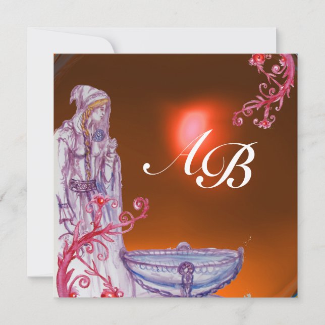 Invitación VIVIEN MONOGRAM naranja topaz (Anverso)