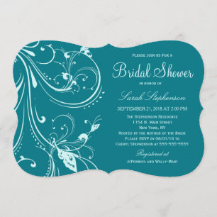 Invitación Vizcaya Bay & Mint Swirls & Butterflies
