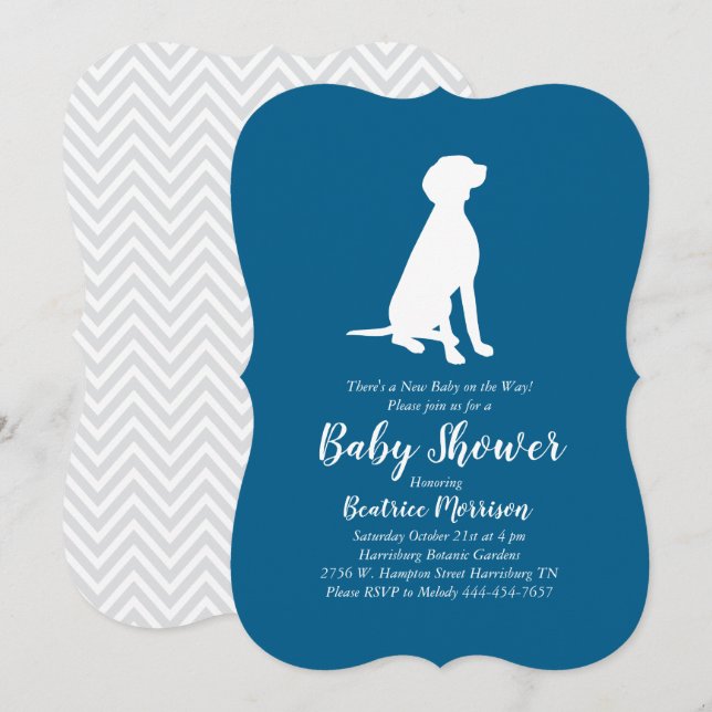 Invitación Vizsla Dog Baby Shower Boy Blue (Anverso / Reverso)