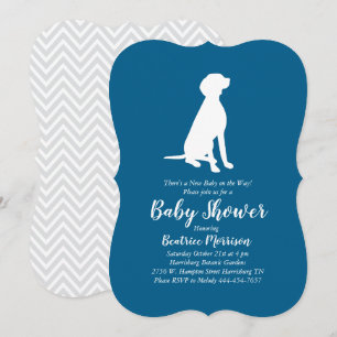 Invitación Vizsla Dog Baby Shower Boy Blue