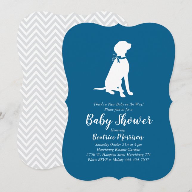 Invitación Vizsla Dog Baby Shower Boy Blue (Anverso / Reverso)