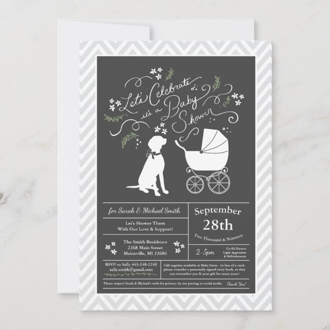 Invitación Vizsla Perro Baby Shower Sexo Neutral (Anverso)