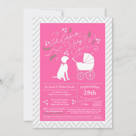 Invitación Vizsla Perro Chica Baby Shower Rosa