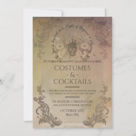 Invitación Vocablos góticos de Halloween victorianos y cóctel
