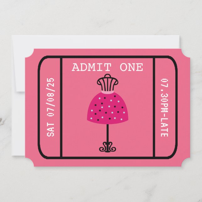 Invitación Vocabulario de Moda de Glam Fiesta Chica Nocturno (Anverso)