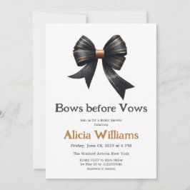 Invitación Vocas antes de Vows Dorado Black Bow Bridal Shower