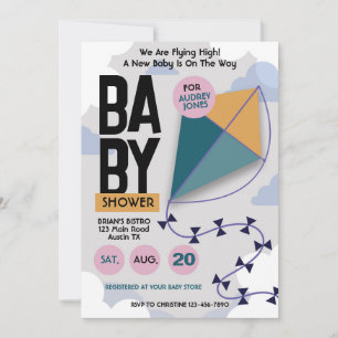 Invitación Volamos Baby Shower de cometas de alto rendimiento