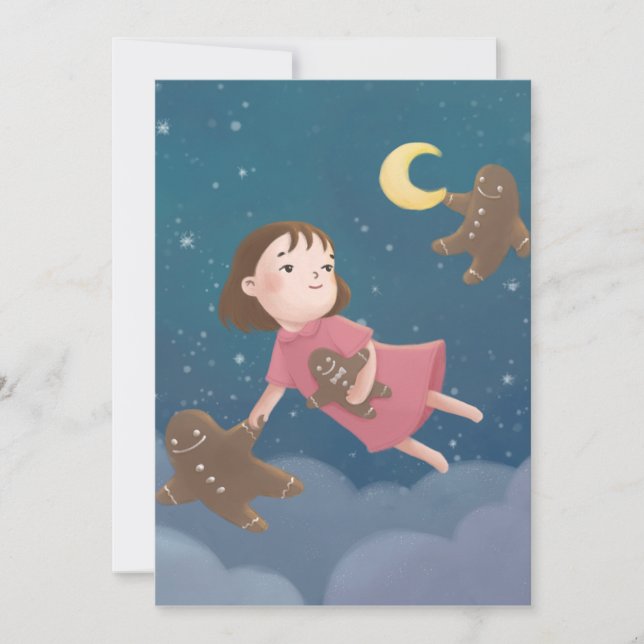 Invitación Volando con el sueño de las cookies de Gingerbread (Anverso)