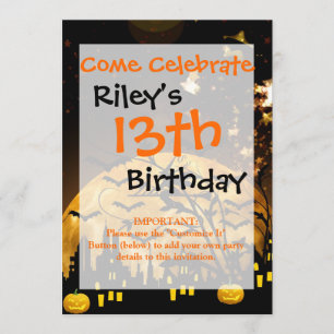 Invitación Volando Witch Harvest Moon Bats Regalos de Hallowe