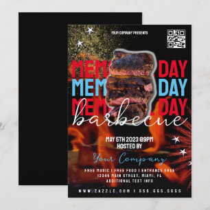 Invitación Volante de fiesta de barbacoa del Día de los Caído