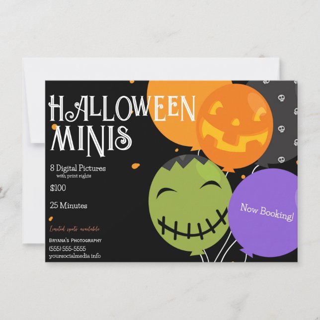 Invitación Volante de Halloween Minis Photography (Anverso)