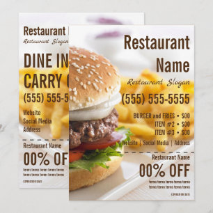 Invitación Volante de hamburguesa 5 x 7