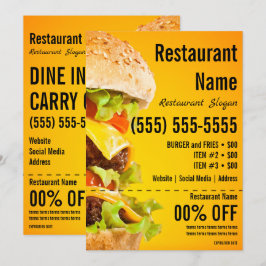 Invitación Volante de hamburguesa 5 x 7