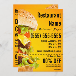 Invitación Volante de hamburguesa 5 x 7