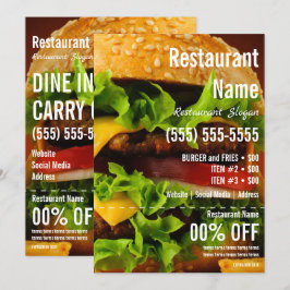 Invitación Volante de hamburguesa 5 x 7