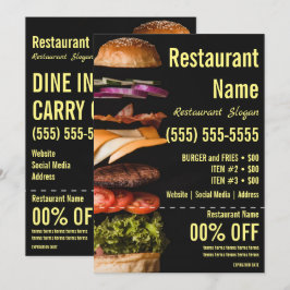 Invitación Volante de hamburguesa 5 x 7