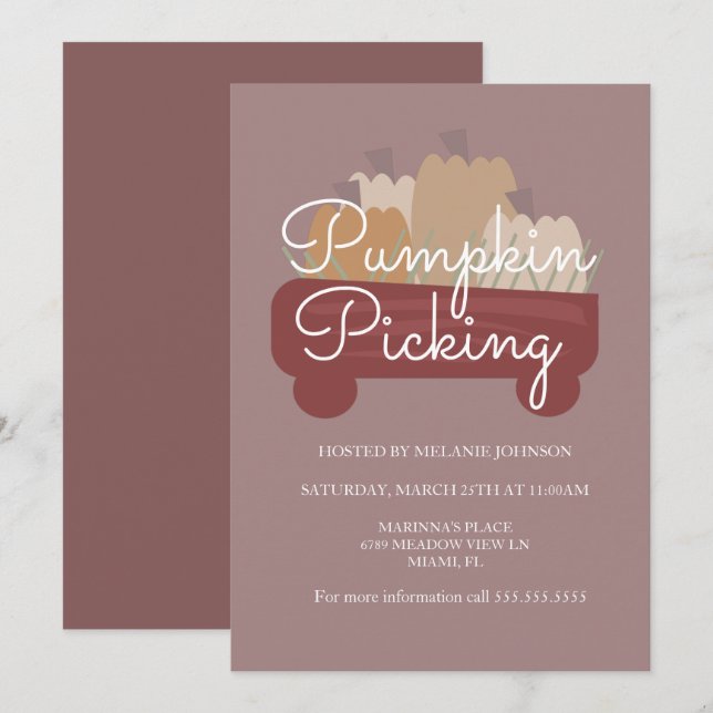 Invitación Volante de selección de calabazas de calabaza de p (Anverso / Reverso)