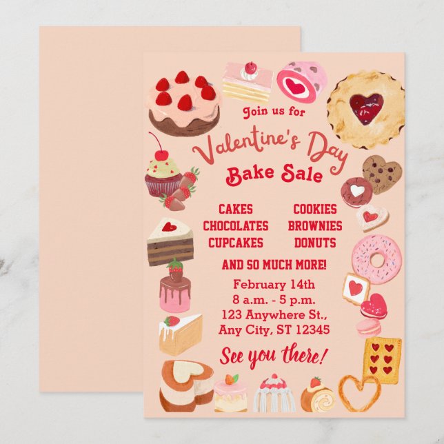 Invitación Volante de venta de pan de San Valentín, pan de Sa (Anverso / Reverso)