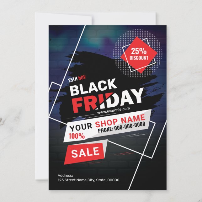 Invitación Volante de ventas promocionales del Black Friday (Anverso)