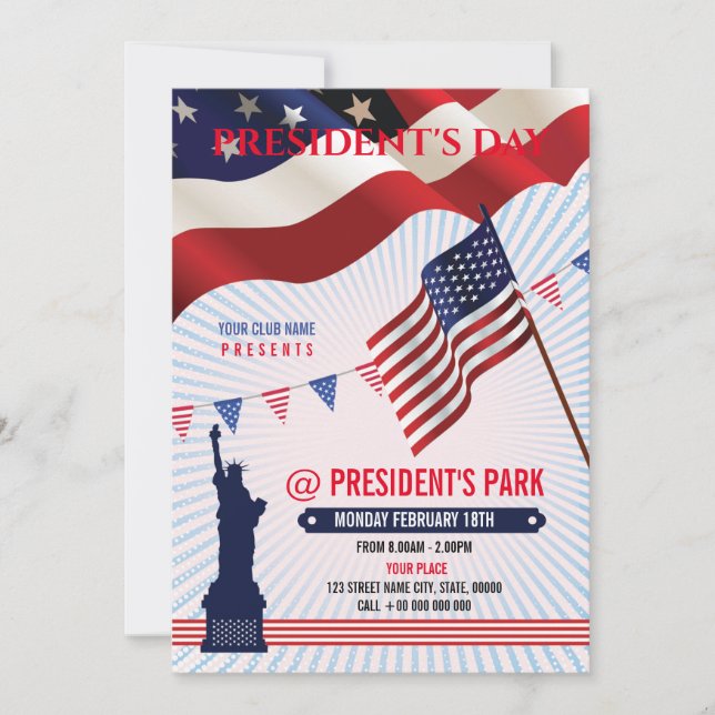 Invitación Volante del Día del Presidente de los Estados Unid (Anverso)