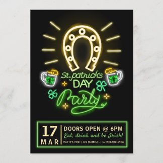 Invitación Volante del Fiesta neón del Día de San Patricio