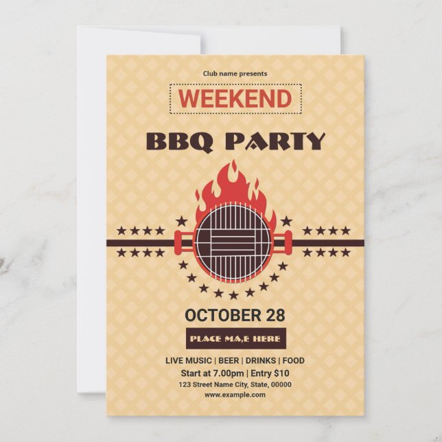 Invitación Volante Fiesta BBQ (Anverso)