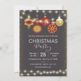 Invitación Volante Fiesta de Navidades elegantes de color neg