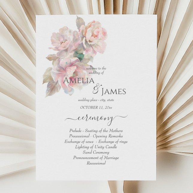 Invitación Volante romántico de la ceremonia de Boda de flore (Subido por el creador)