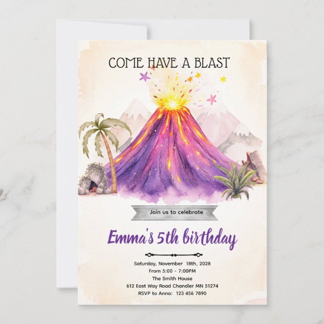 Invitación Volcano girl theme party Invitation (Anverso)