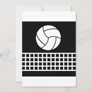 Invitación Voleibol Minimalista y Red Negro y Blanco