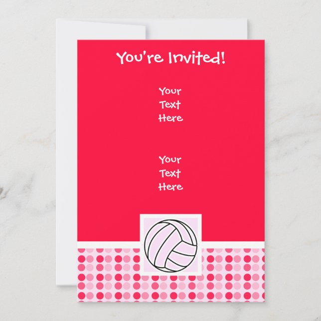 Invitación Voleibol rosado lindo (Anverso)