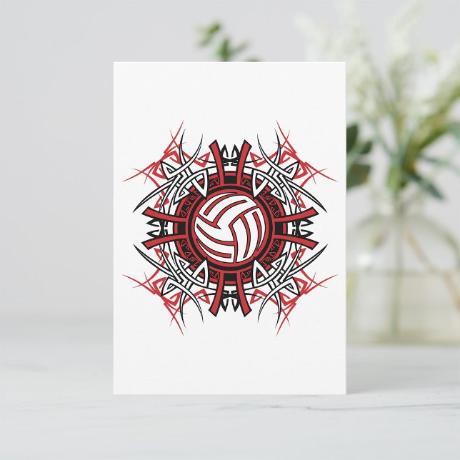 Invitación Voleibol tribal Mandala Deportes rojos y negros (Subido por el creador)