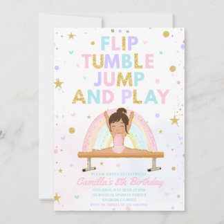 Invitación Voltereta Salto Gimnasia y Juego Gimnasia para Pre