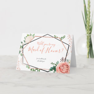 Invitación Voluntad floral geométrica usted sea mi criada de