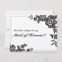 Invitación Voluntad floral rústica usted sea mi criada de la