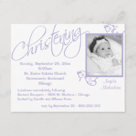 Invitación Voluta púrpura del bautizo para la niña