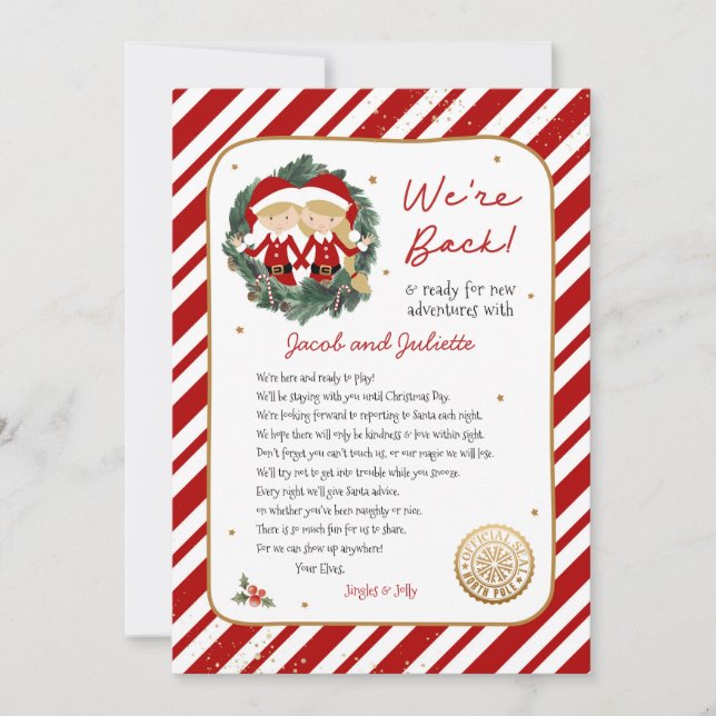 Invitación Volvemos a la carta de Elf (Anverso)