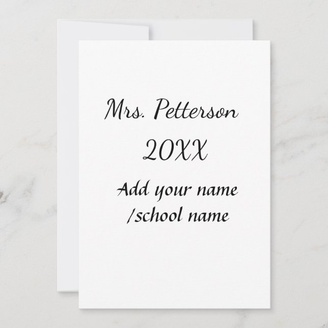 Invitación Volver a la escuela agregar el nombre del profesor (Anverso)