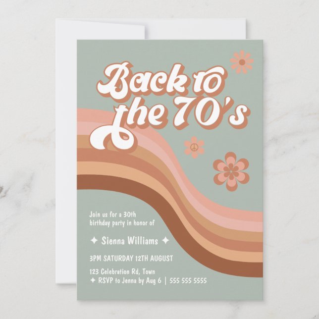 Invitación Volviendo al Groovy Retro de los años 70 cualquier (Anverso)