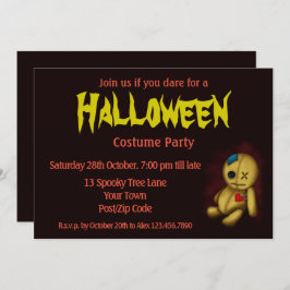 Invitación Voodoo Rag Doll con botones Patines y Pins