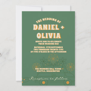 Invitación Vosvos Verdes Código Qr Boda Mínimo En