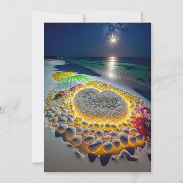 Invitación Votos bajo las estrellas: boda de playa iluminada  (Anverso)