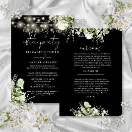 Invitación Votos de Boda de la Fiesta de Greenery Happily Eve