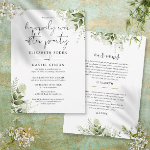 Invitación Votos de Boda de la Fiesta Greenery Happily Ever A