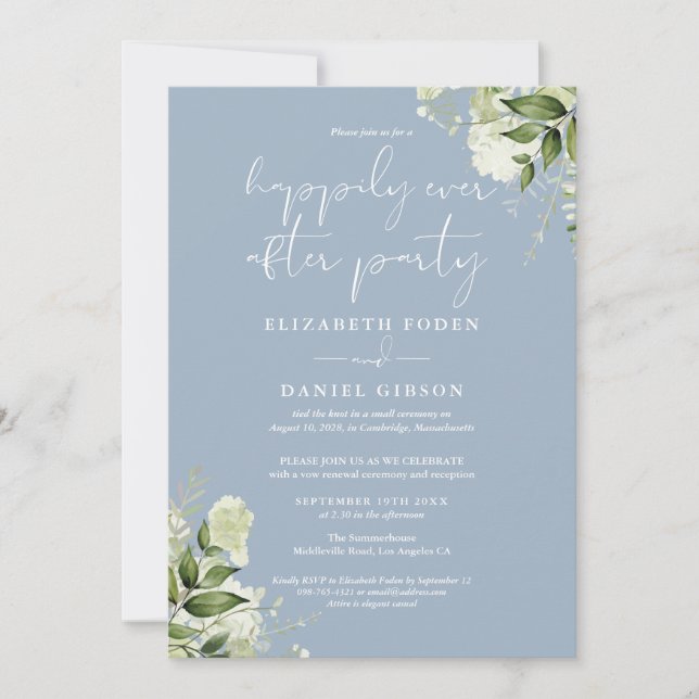 Invitación Votos de Boda de la Fiesta Greenery Happily Ever A (Anverso)