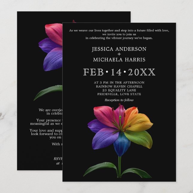 Invitación 🌈 Votos de Boda Technicolor (Anverso / Reverso)