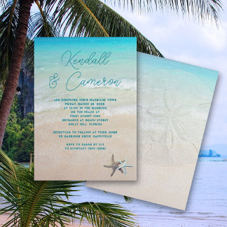 Invitación Votos de Playa Ceremonia Moderna Casual Estrella d