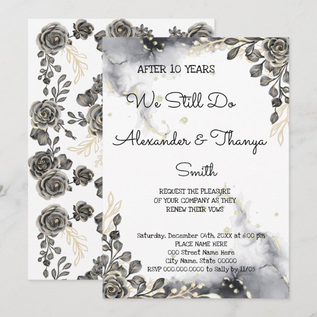 Invitación Votos de renovación de aniversario de Boda de Rosa (Anverso / Reverso)