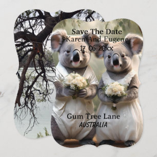 Invitación "Votos de Siempreverde: Una Boda de Koala en Blanc