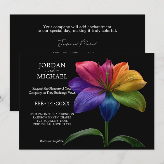 Invitación 🌈 Votos Technicolor Boda (Anverso / Reverso)